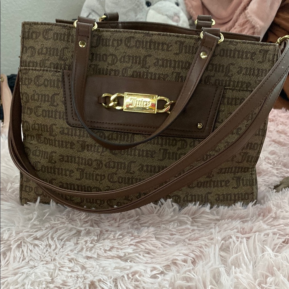 Juicy Couture Brown Tote Bag with Leather Accents